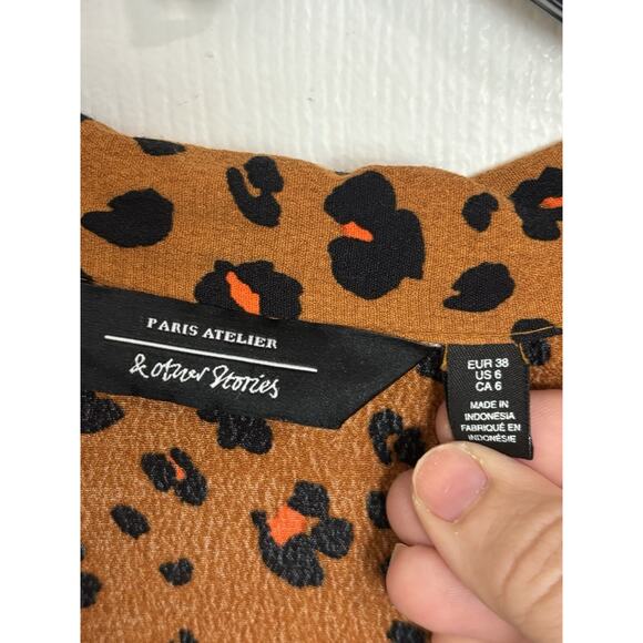 & Other Stories Leopard Print Blouse Top Size 6 Animal Print Mob Wife Classic - Picture 4 of 7